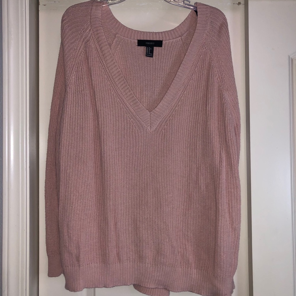 pink knit pullover sweater